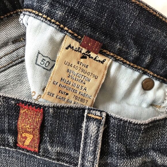 7 For All Mankind SFAM 27 Dark Wash Blue Jean Denim Mini Skirt Pockets USA Y2k - Picture 5 of 9